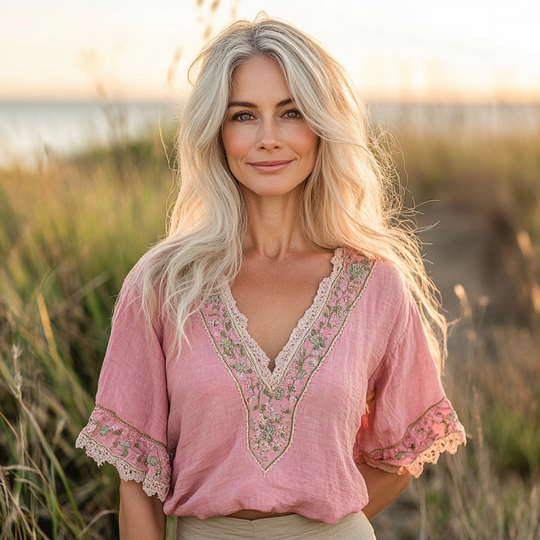 ELIZA – VIBRANT FLORAL V-NECK BLOUSE