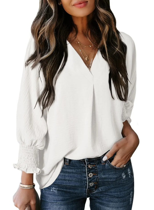 AMELIA - 3/4 SLEEVE V-NECK BLOUSE