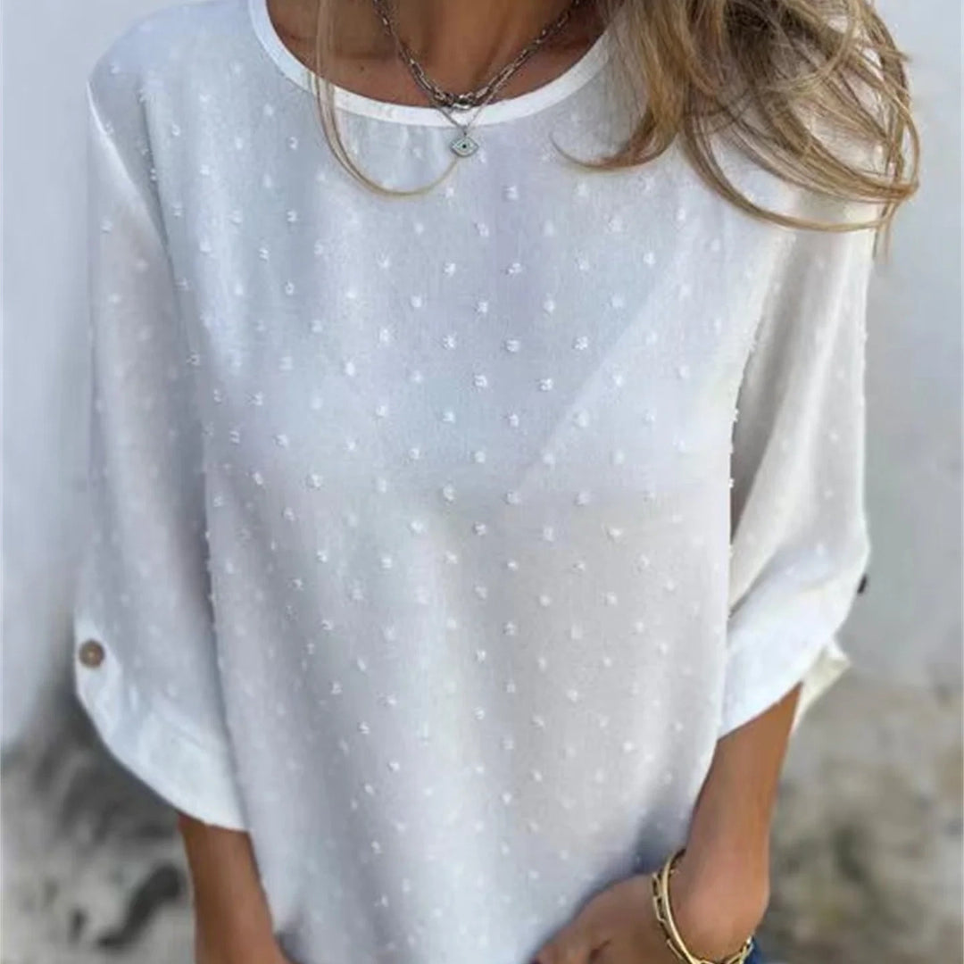 EVIE – TEXTURED ROUND NECK BLOUSE