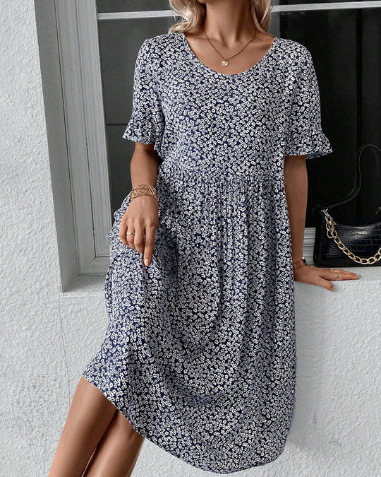 ISLA – FLORAL RUFFLE SLEEVE DRESS