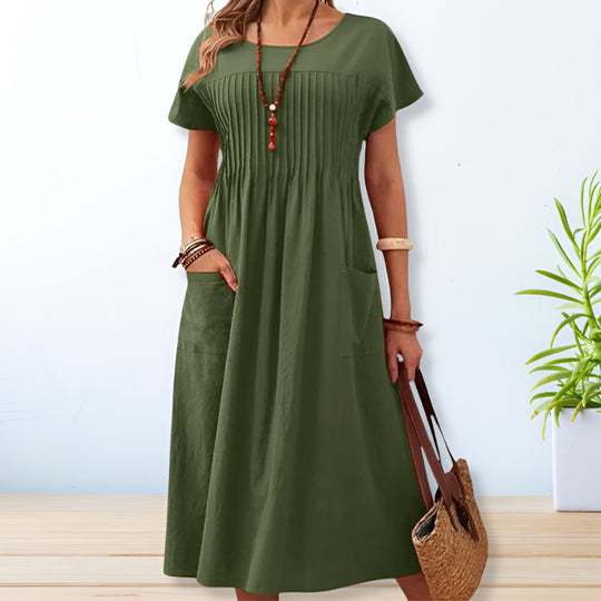 ELEANOR – FLOWY DRESS WITH TUMMY COVERAGE