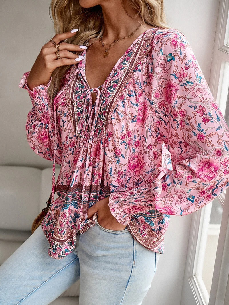 YARA – FLORAL BLOUSE WITH DRAWSTRING FIT