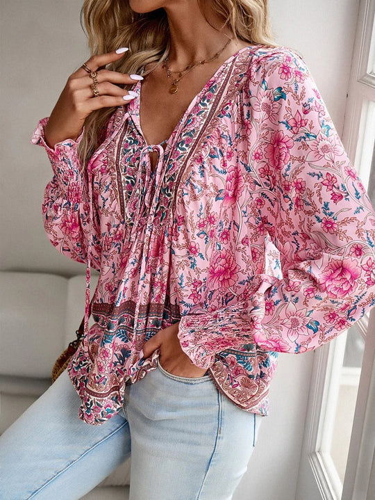 YARA – FLORAL BLOUSE WITH DRAWSTRING FIT