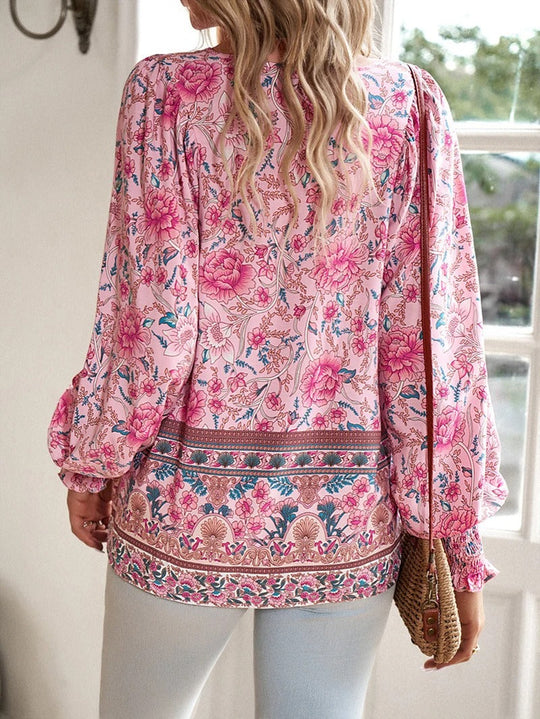 YARA – FLORAL BLOUSE WITH DRAWSTRING FIT