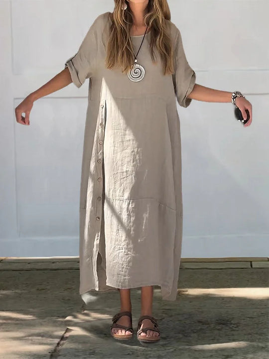 ISSA  – LINEN BOHO MAXI DRESS