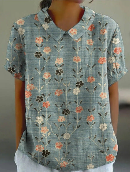 NOÉMIE – FLORAL AUTUMNAL HEMP BLOUSE