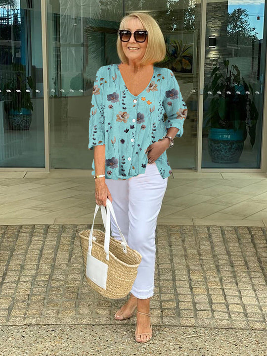 ÉLODIE – FLORAL BLOUSE WITH SOFT DRAPE