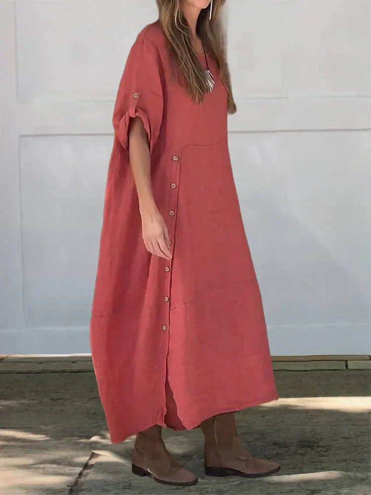 ISSA  – LINEN BOHO MAXI DRESS