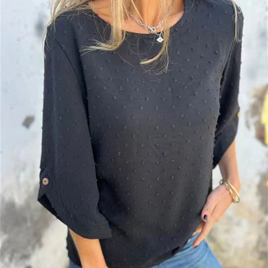 EVIE – TEXTURED ROUND NECK BLOUSE