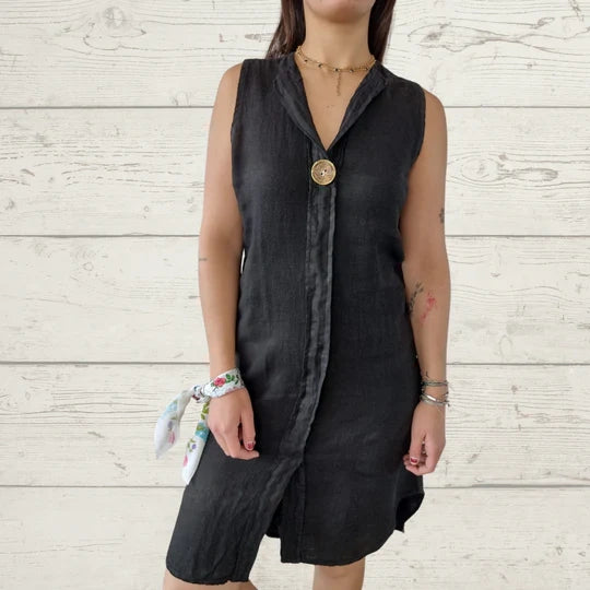 FREDA – BUTTON-UP SOLID COLOUR DRESS