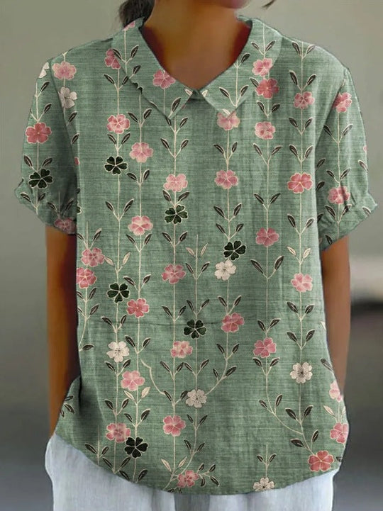 NOÉMIE – FLORAL AUTUMNAL HEMP BLOUSE