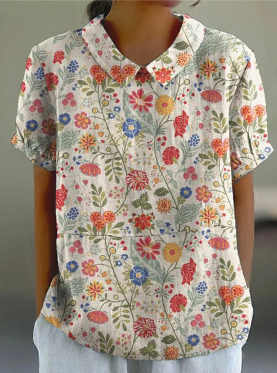 NOÉMIE – FLORAL AUTUMNAL HEMP BLOUSE