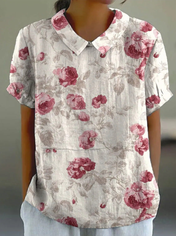 NOÉMIE – FLORAL AUTUMNAL HEMP BLOUSE