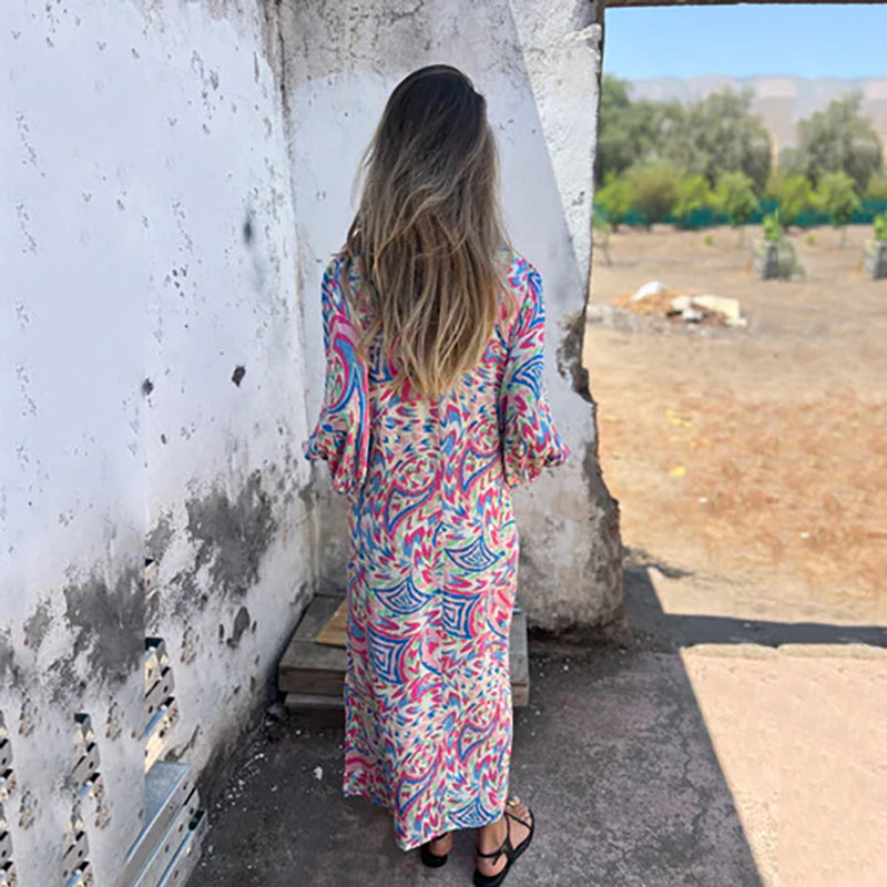 CIARA – COLOURFUL MAXI DRESS WITH POCKETS