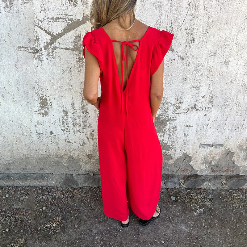MIRELLA – FLOWY V-NECK JUMPSUIT