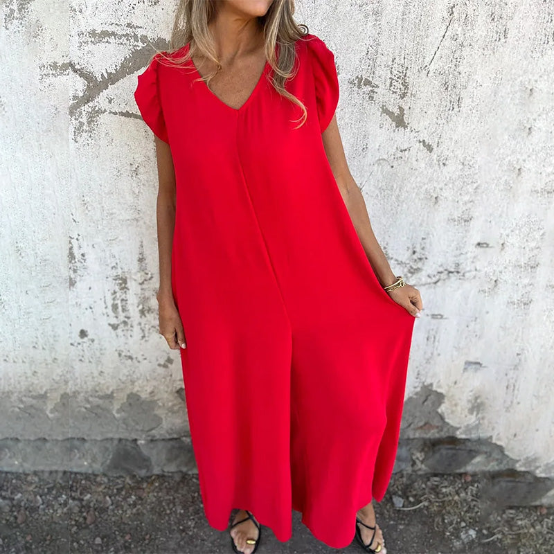 MIRELLA – FLOWY V-NECK JUMPSUIT