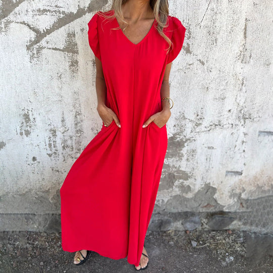 MIRELLA – FLOWY V-NECK JUMPSUIT